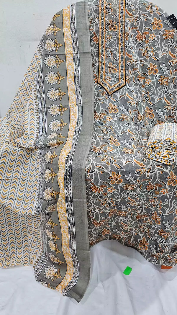 Premium Cotton JaiPuri Unstitched Cotton Suit With Cotton Dupatta
