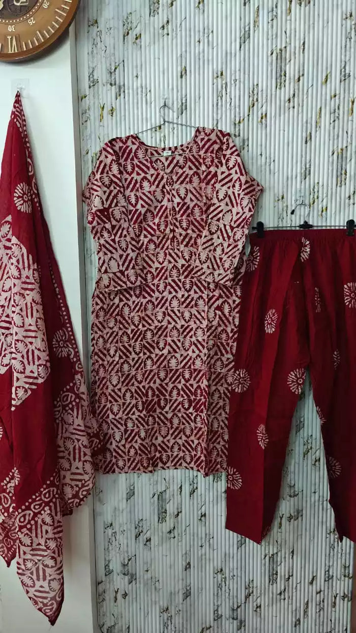 READYMADE COTTON BATIC SUIT, Cotton Batic Salwar, Mal Cotton Dual Tone Color Dupata