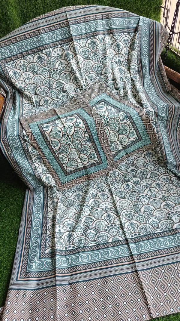 SANGANERI Cotton Single Bedsheet 4.85FT*7FT APPROX, WITH 2 PILLOW COVERS