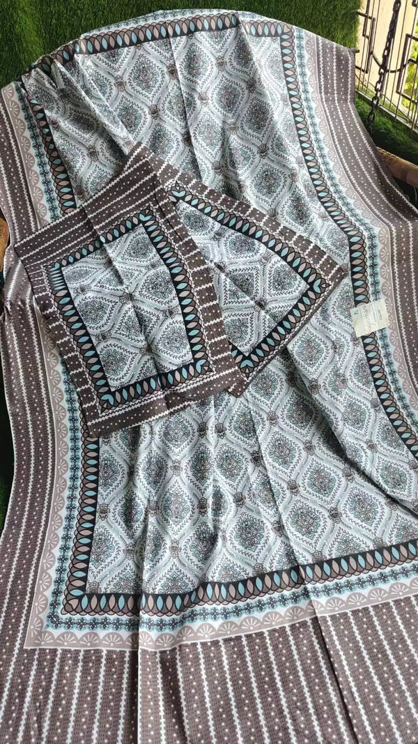 SANGANERI Cotton Single Bedsheet 4.85FT*7FT APPROX, WITH 2 PILLOW COVERS