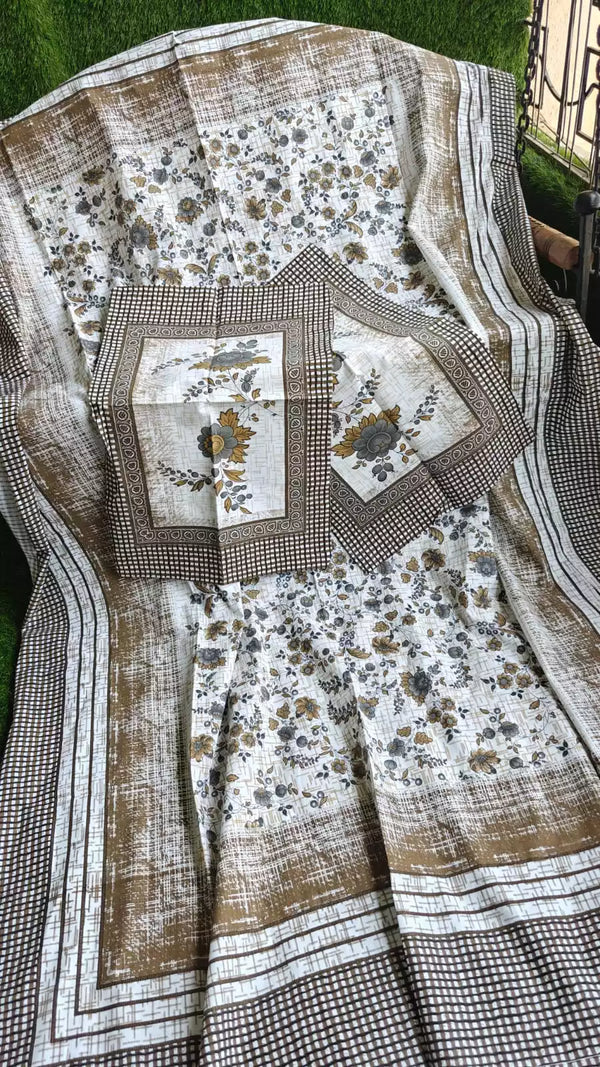SANGANERI Cotton Single Bedsheet 4.85FT*7FT APPROX, WITH 2 PILLOW COVERS