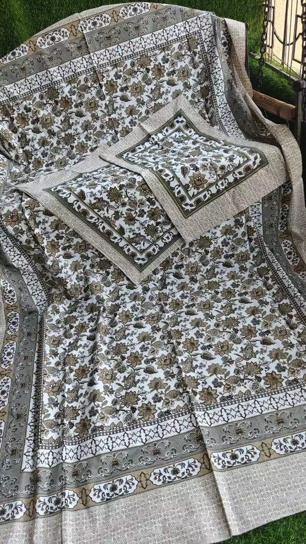SANGANERI Cotton Single Bedsheet 4.85FT*7FT APPROX, WITH 2 PILLOW COVERS