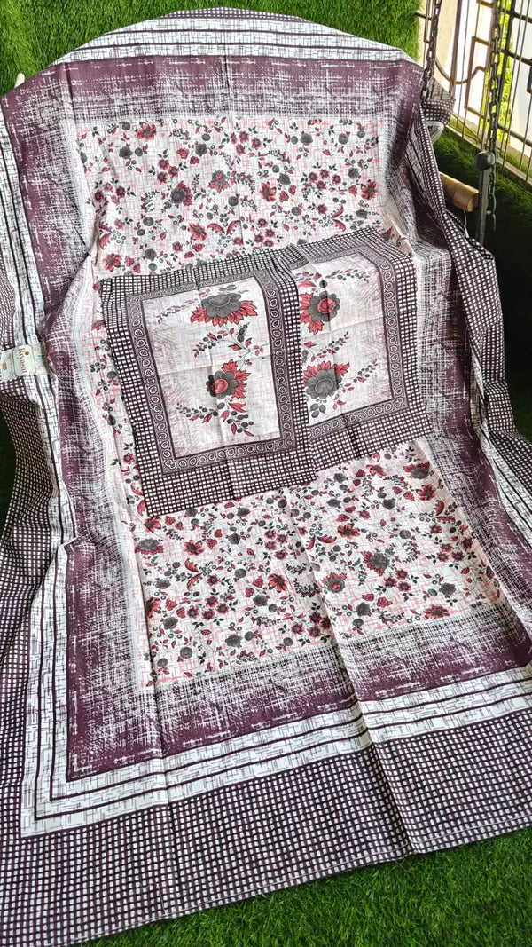SANGANERI Cotton Single Bedsheet 4.85FT*7FT APPROX, WITH 2 PILLOW COVERS