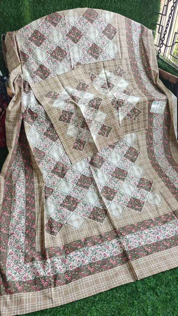 SANGANERI Cotton Single Bedsheet 4.85FT*7FT APPROX, WITH 2 PILLOW COVERS