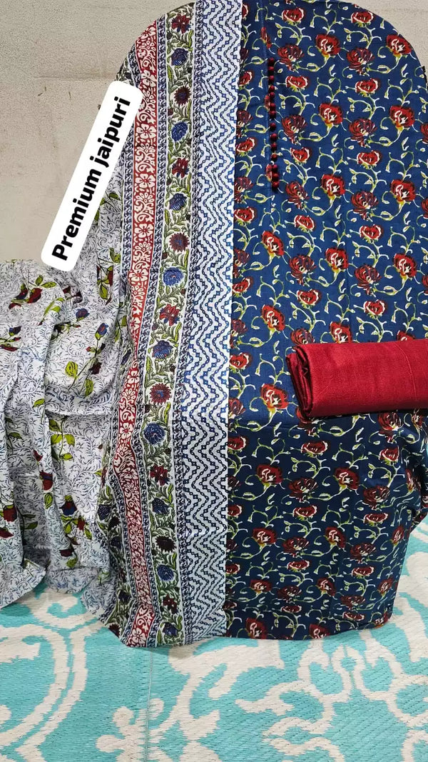 Premium Cotton MAMA Print Unstitched Cotton Suit With Cotton Dupatta