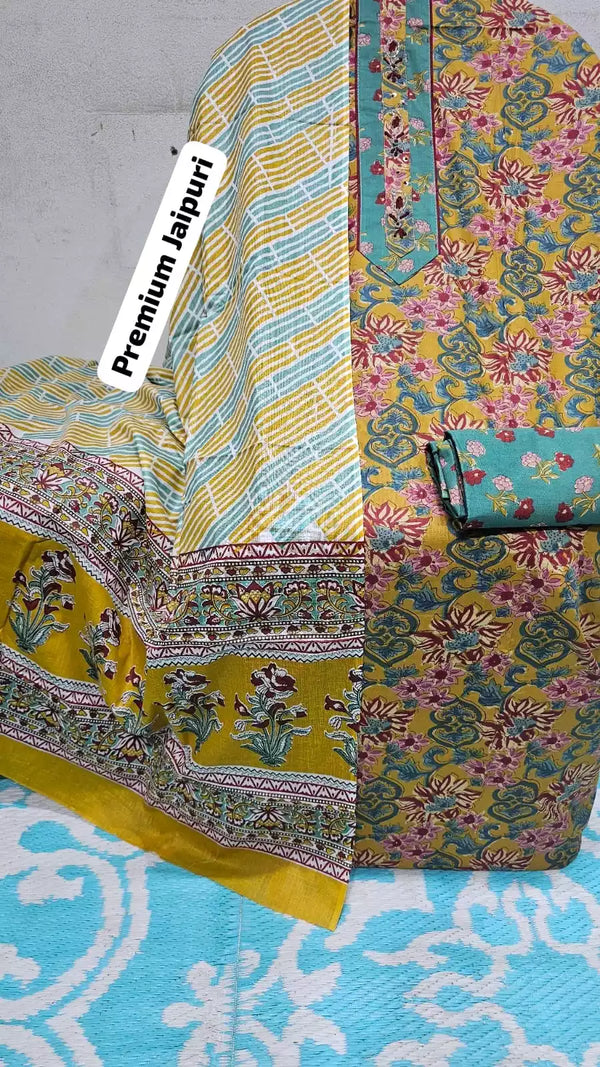 Premium Cotton MAMA Print Unstitched Cotton Suit With Cotton Dupatta