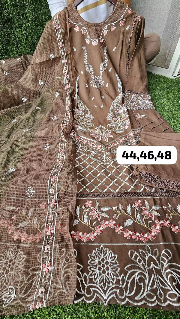 Readymade Rayon Karachi Embroidered Suit Part Wear With Comfortable Pant, Kota Doriya Emb  Dupatta