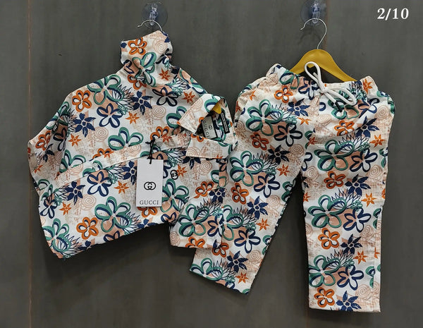 Boys Rayon Cotton Digital Print Cord Set Shirt & Full Pant