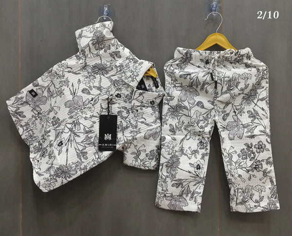 Boys Rayon Cotton Digital Print Cord Set Shirt & Full Pant