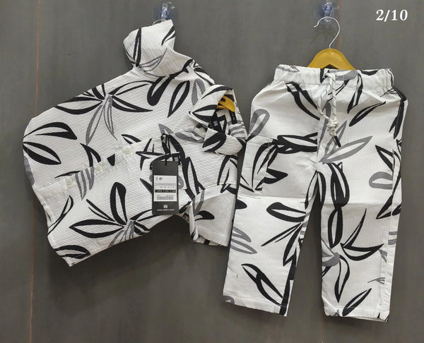 Boys Rayon Cotton Digital Print Cord Set Shirt & Full Pant