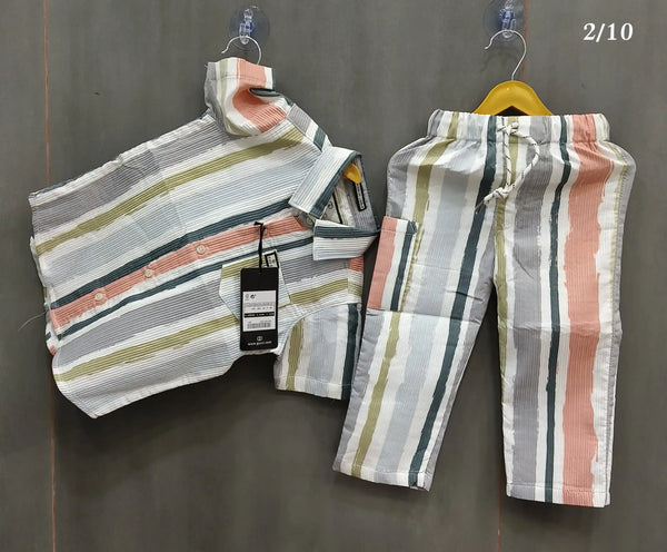 Boys Rayon Cotton Digital Print Cord Set Shirt & Full Pant