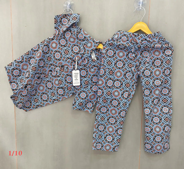 Boys Rayon Cotton Digital Print Cord Set Shirt & Full Pant