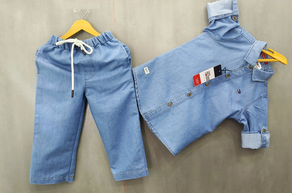 Boys Full Sleeve Denim Shirt & Pant Set