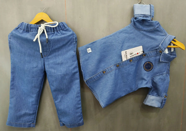 Boys Full Sleeve Denim Shirt & Pant Set