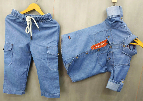 Boys Full Sleeve Denim Shirt & Pant Set