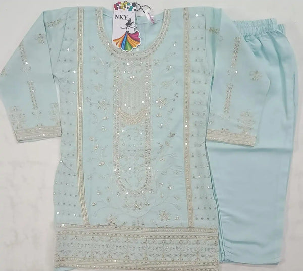 Girls Kids Kurta Pant Embroidered Rayon Fabric Cord-Sets
