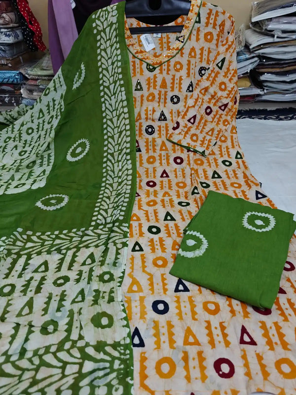 READYMADE COTTON BATIC SUIT, Cotton Batic Salwar, Mal Cotton Dual Tone Color Dupata