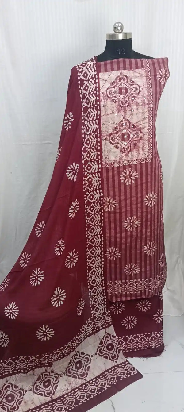Unstitched Wax Batic Cotton Suits
