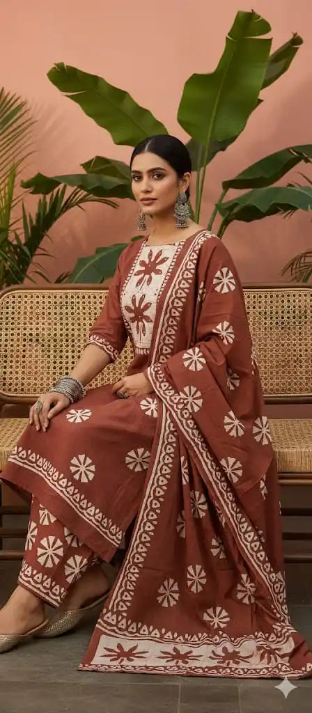 Unstitched Wax Batic Cotton Suits