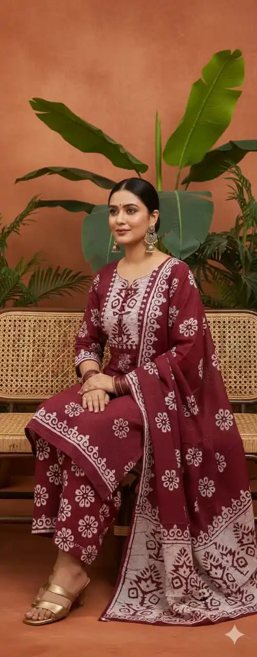Unstitched Wax Batic Cotton Suits