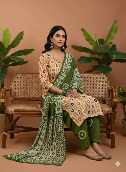 READYMADE COTTON BATIC SUIT, Cotton Batic Pant, Mal Cotton Dual Tone Color Dupata