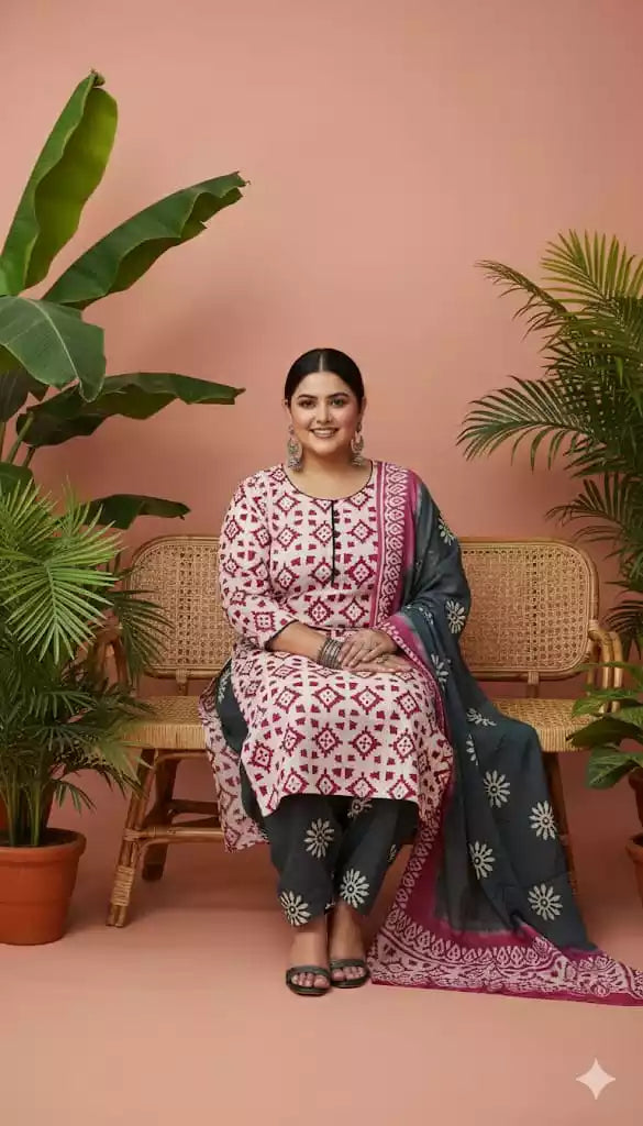 READYMADE COTTON BATIC SUIT, Cotton Batic Salwar, Mal Cotton Dual Tone Color Dupatta