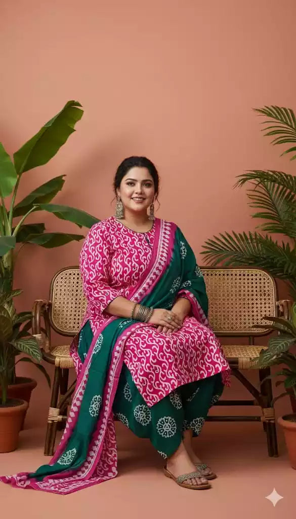Readymade Cotton Batik Suit Cotton Batik Salwar Mal Cotton Dual Tone Dupatta - ASC Fashion Store