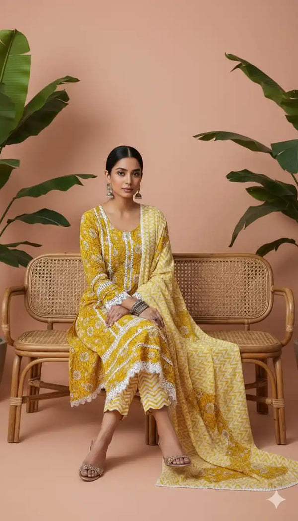 Mustard colour Premium Karachi Straight Cut