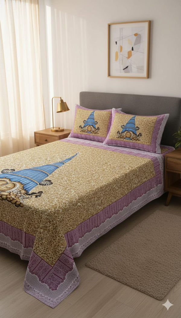 Queen Size 7ft*8.5ft Sanganeri Bedsheet With 2 Pillow Covers