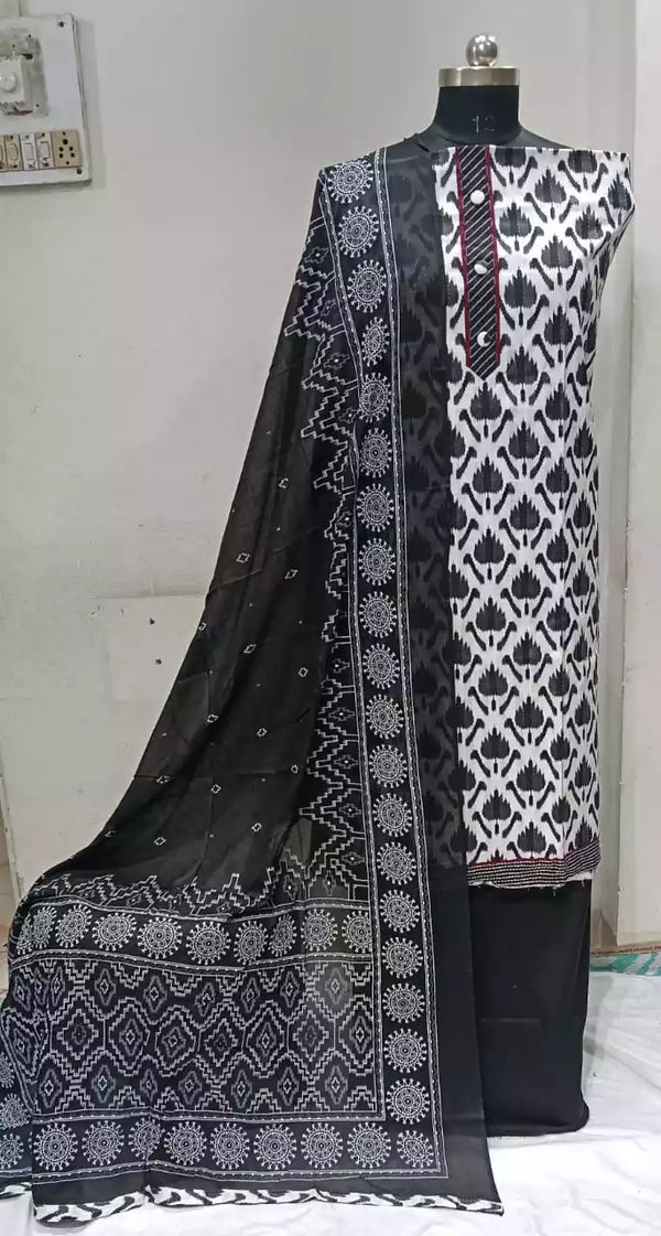 Premium Cotton Unstitched Suit With Dupatta