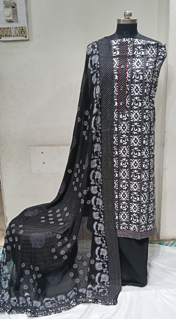 Premium Cotton Unstitched Suit With Dupatta