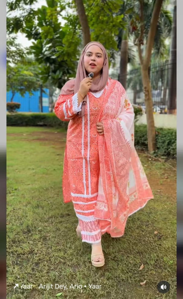 Karachi Pattern Cotton Premium Readymade Suit, Cotton Pant, Mal Dupatta