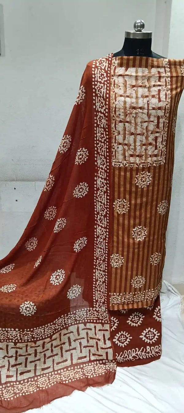 Unstitched Wax Batic Cotton Suits