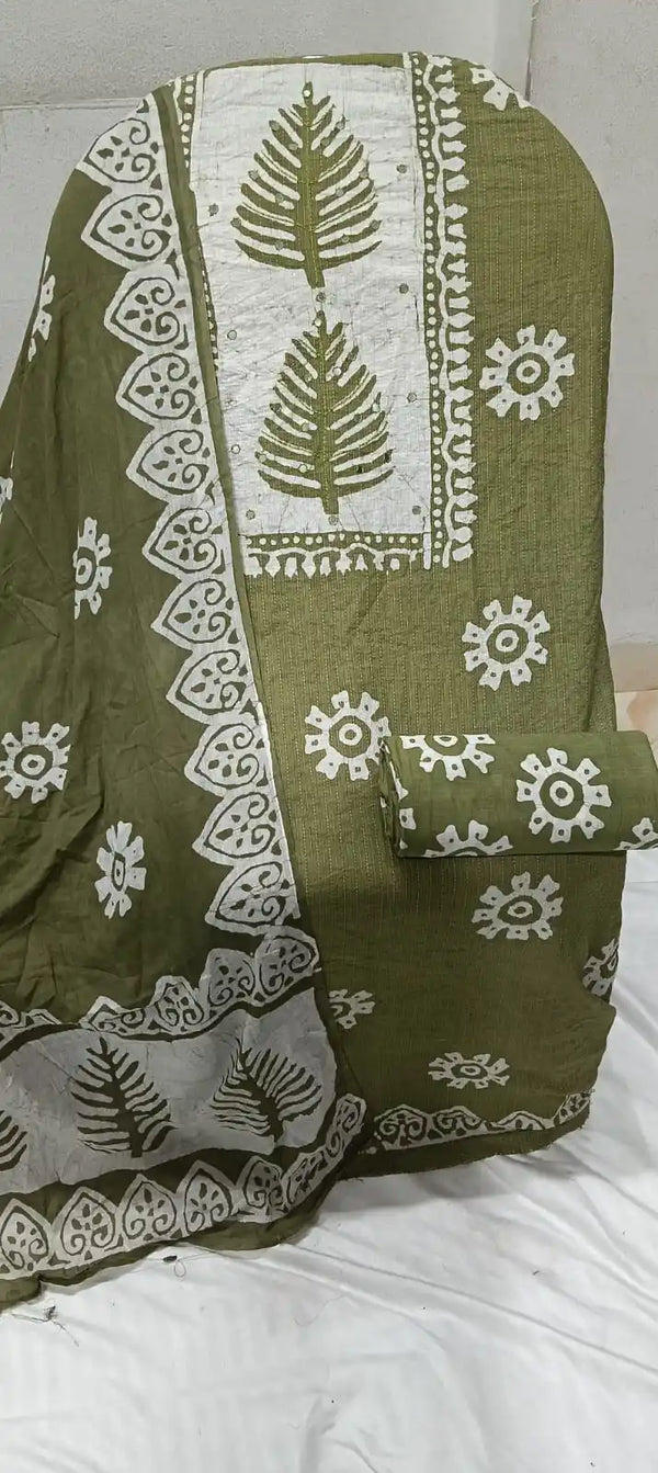 Unstitched Wax Batic Cotton Suits