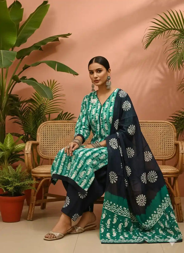 READYMADE COTTON BATIC SUIT, Cotton Batic Salwar, Mal Cotton Dual Tone Color Dupatta