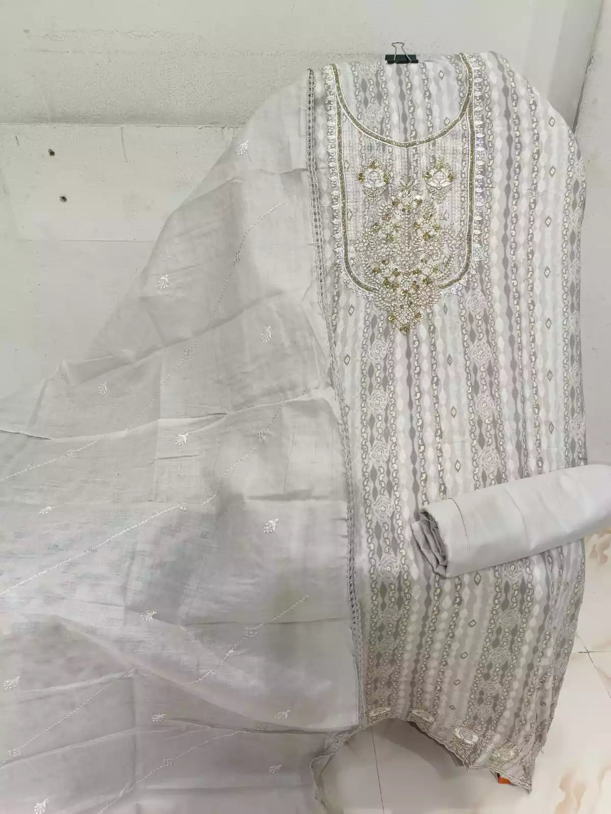 Jam cotton Unstitched Designer Suit With Cotton Emb Dupatta