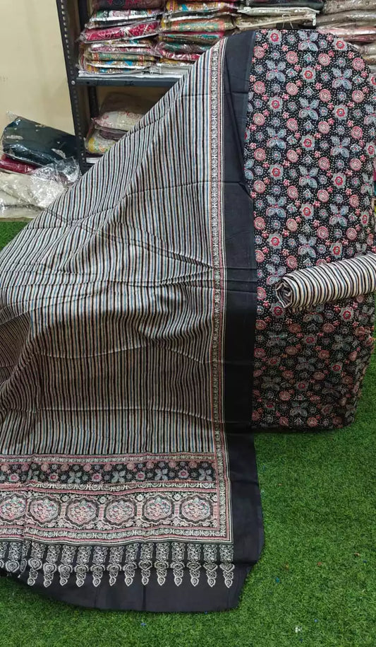 Cotton Ajrakh Unstitched Suit With Cotton Dupatta