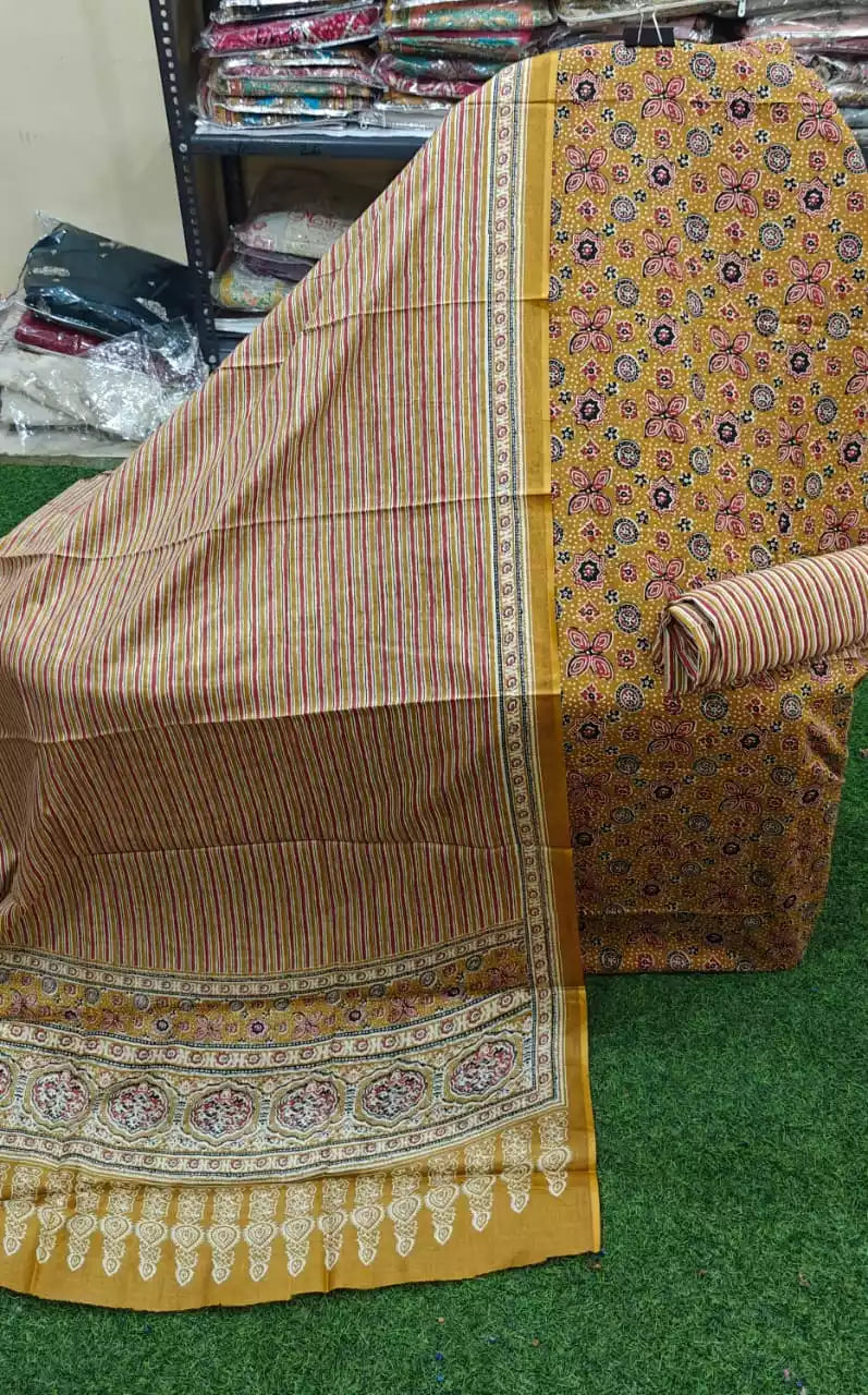 Cotton Ajrakh Unstitched Suit With Cotton Dupatta