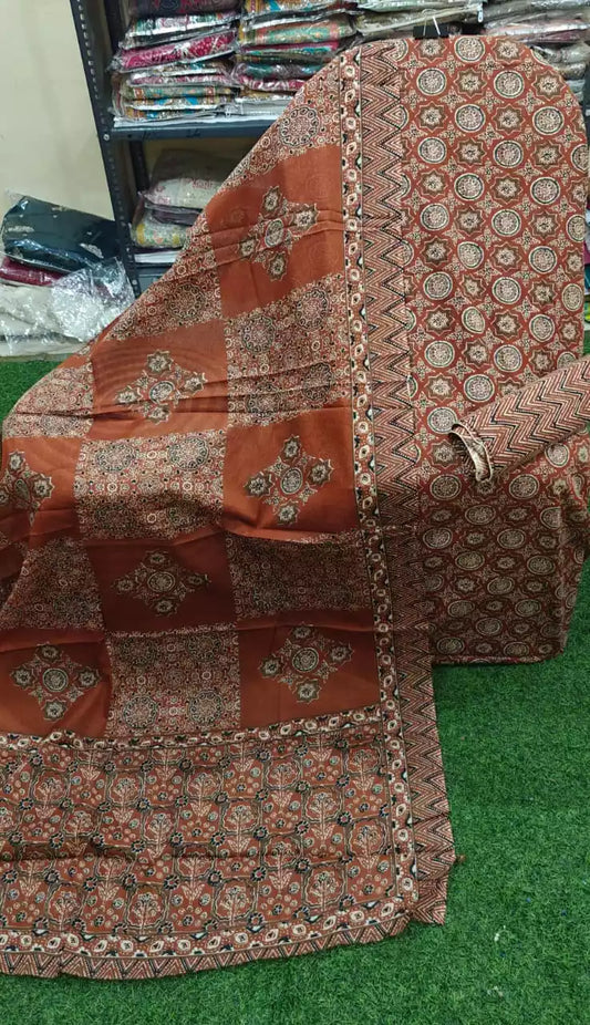 Cotton Ajrakh Unstitched Suit With Cotton Dupatta