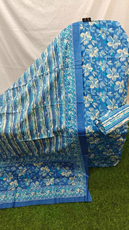 Unstitched Vegetable Print Cotton Suit With Cotton Print