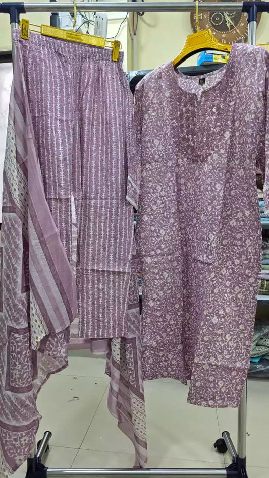 Jaipuri Straight-Cut Readymade Soft Cotton Suit With Cotton Dupatta, Cotton Pant