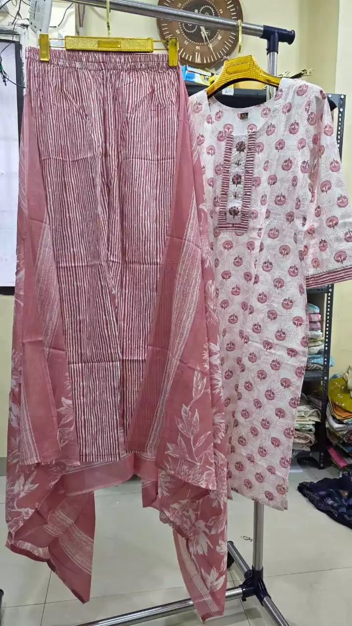 Jaipuri Regular-wear Straight-cut Readymade Soft Cotton Suit With Cotton Dupatta  Cotton Pant With Miyani