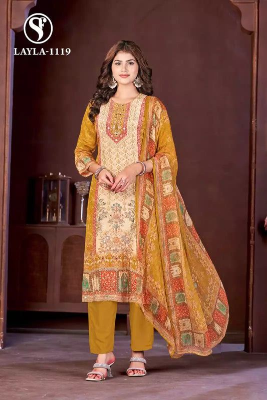 Crepe Readymade Paksitani Print Designer With Embroidery