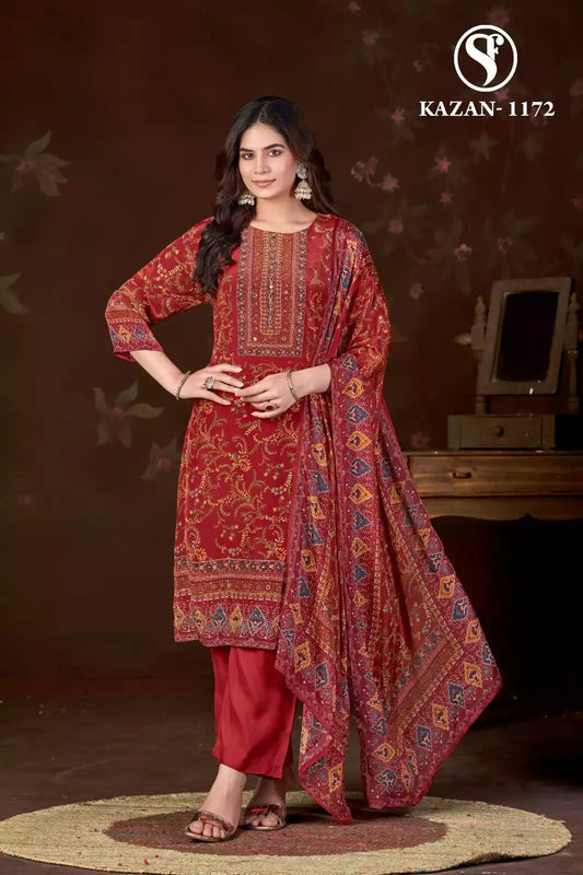 Crepe Readymade Paksitani Print Designer With Embroidery