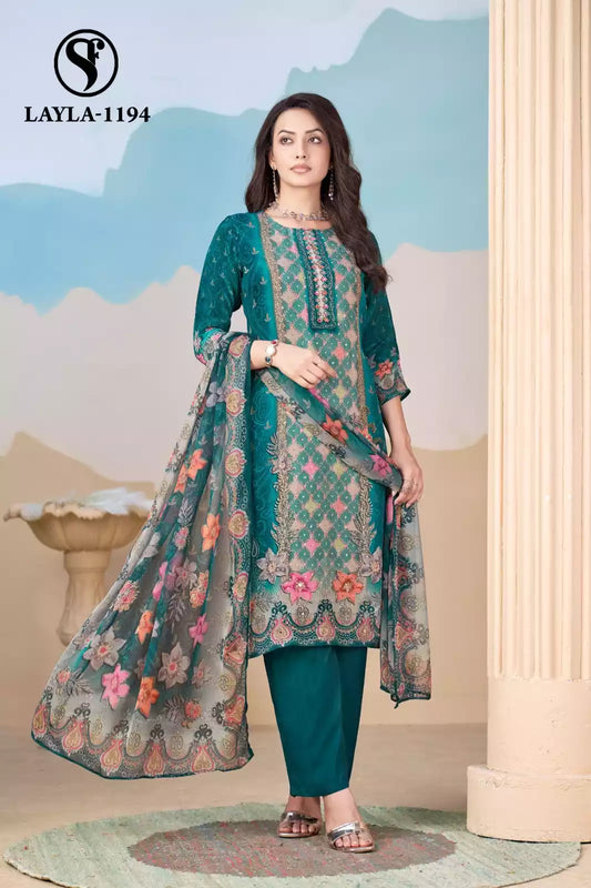 Crepe Readymade Paksitani Print Designer With Embroidery