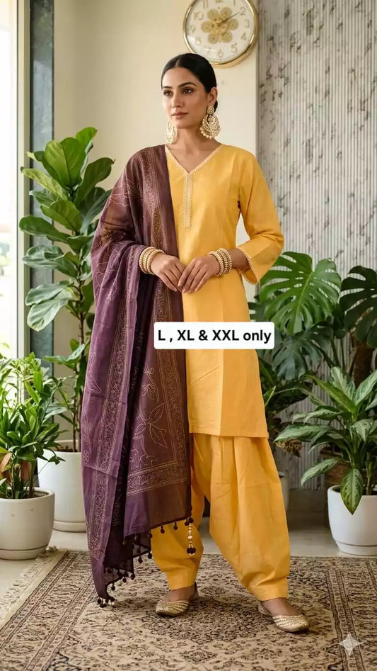 Farshi Salwar Readymade Cotton Suit With Printed Jaipuri  Cotton Dupatta