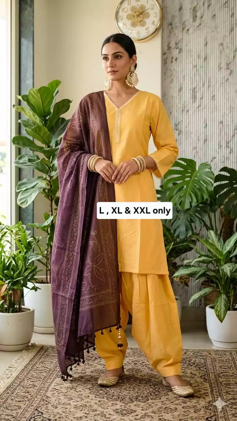 Farshi Salwar Readymade Cotton Suit With Printed Jaipuri  Cotton Dupatta