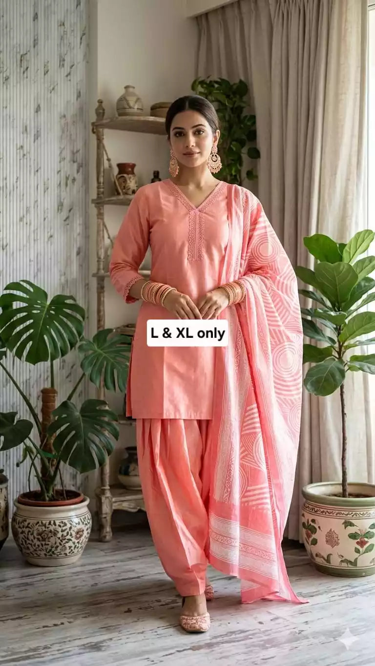 Farshi Salwar Readymade Cotton Suit With Printed Jaipuri  Cotton Dupatta