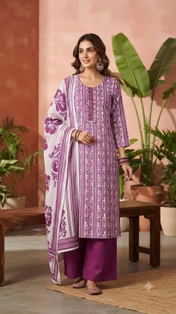 Readymade Cotton Suit with Plazo by ASC