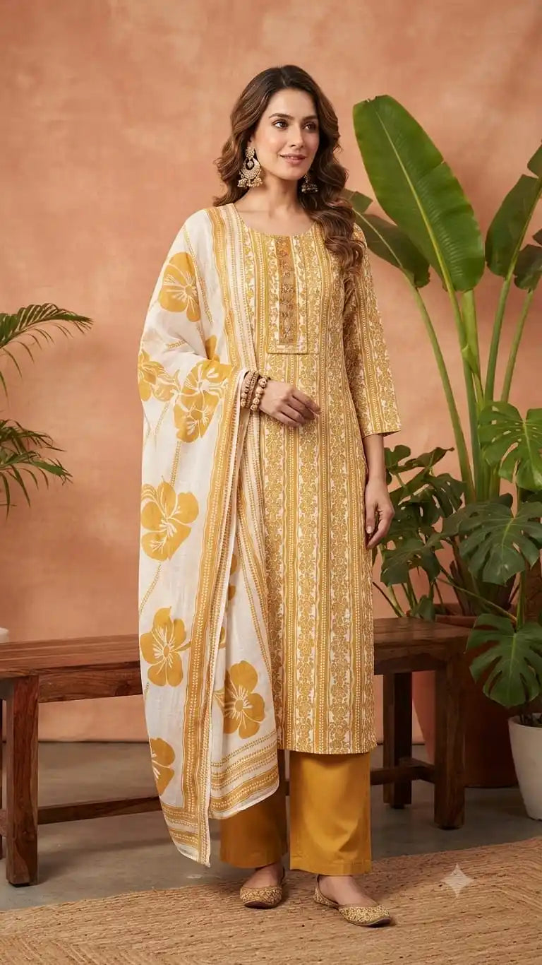 Readymade cotton suit with Plazo By ASC